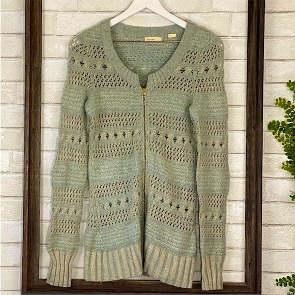 Sleeping on Snow Cable Knit Zip Cardigan - Picture 1 of 8